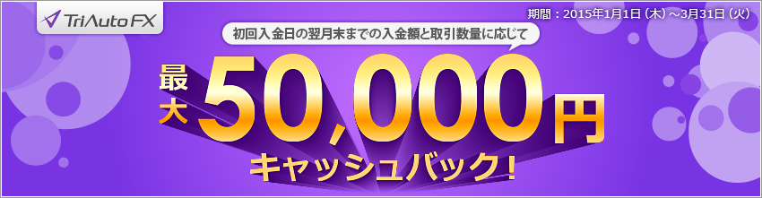トライオートFX 最大10,000円キャッシュバックキャンペーン