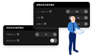 テクニカルビルダーの条件設定画面と利用者のイメージ