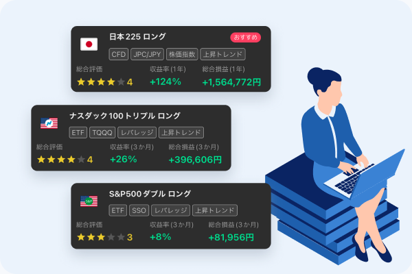 複数の銘柄から自動売買を選ぶイメージ
