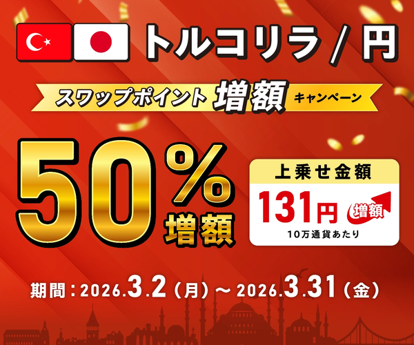 トルコリラ/円スワップポイント50%増額キャンペーン トライオートFX