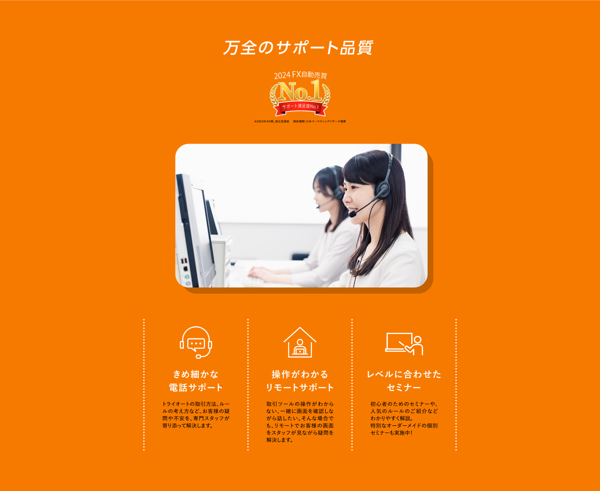万全のサポート品質