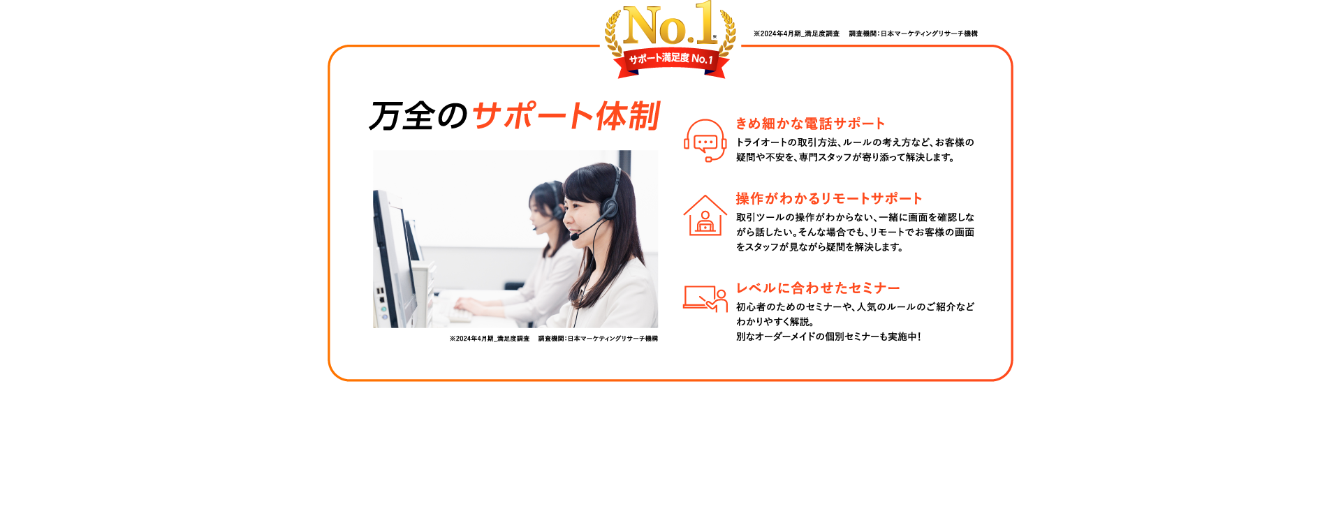 万全のサポート体制