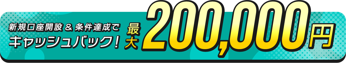 新規口座開設&条件達成で最大200,000円キャッシュバック！