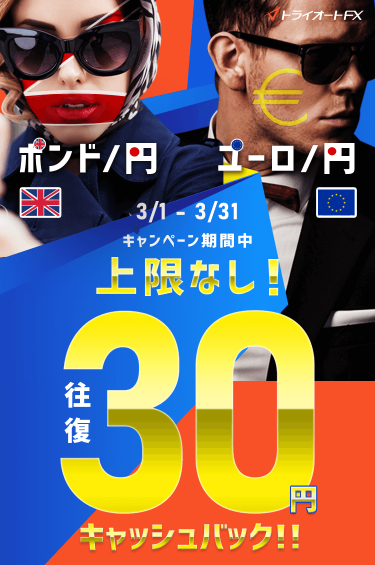 トライオートFX ポンド/円・ユーロ/円取引キャッシュバックキャンペーン