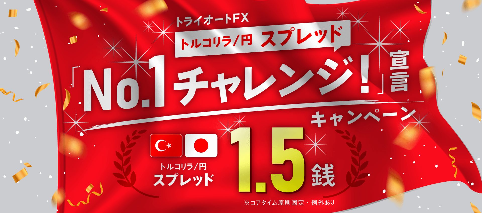 トライオートFX トルコリラ円スプレッド「No.1チャレンジ！」宣言キャンペーン